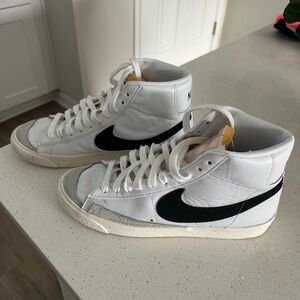 Nike White and Black High-Top Sneakers